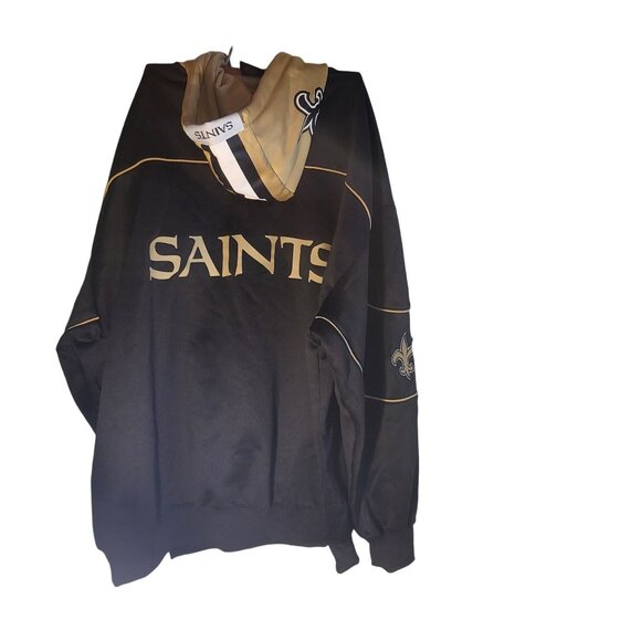 NFL Saints Hooded Pullover Sweatshirt Black & Gold Team Apparel - Picture 9 of 10